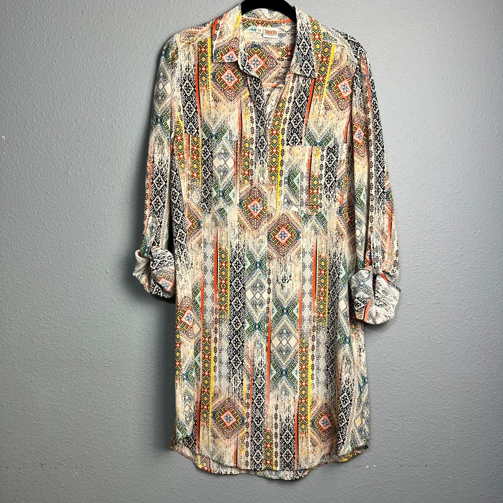 Tianello by Steve Barraza Silk Garment Dyed Savoir Dress XS Geometric Print